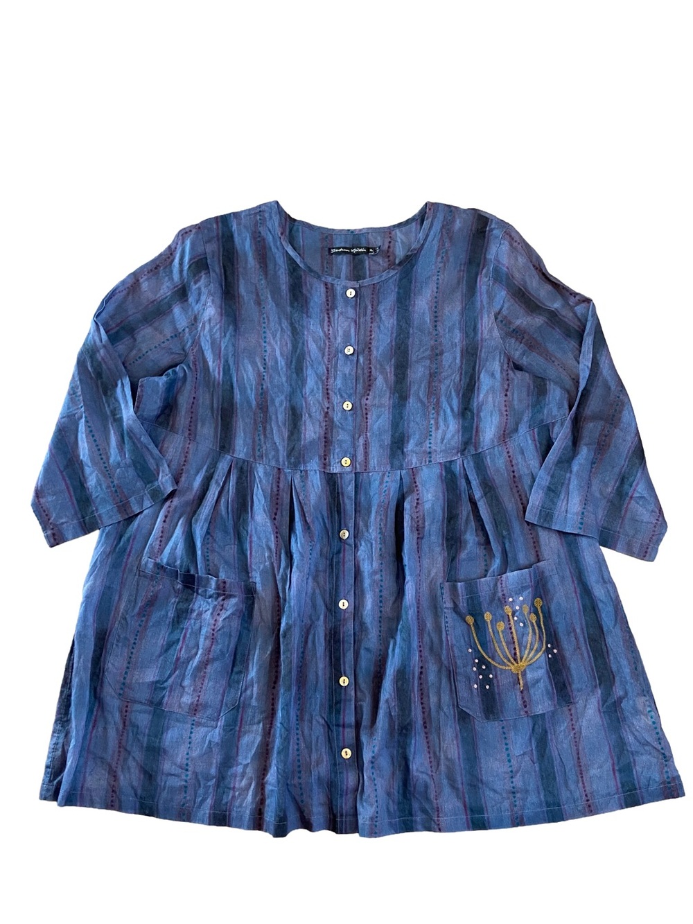 Gudrun Sjoden Long Sleeve Button Down Tunic Top
